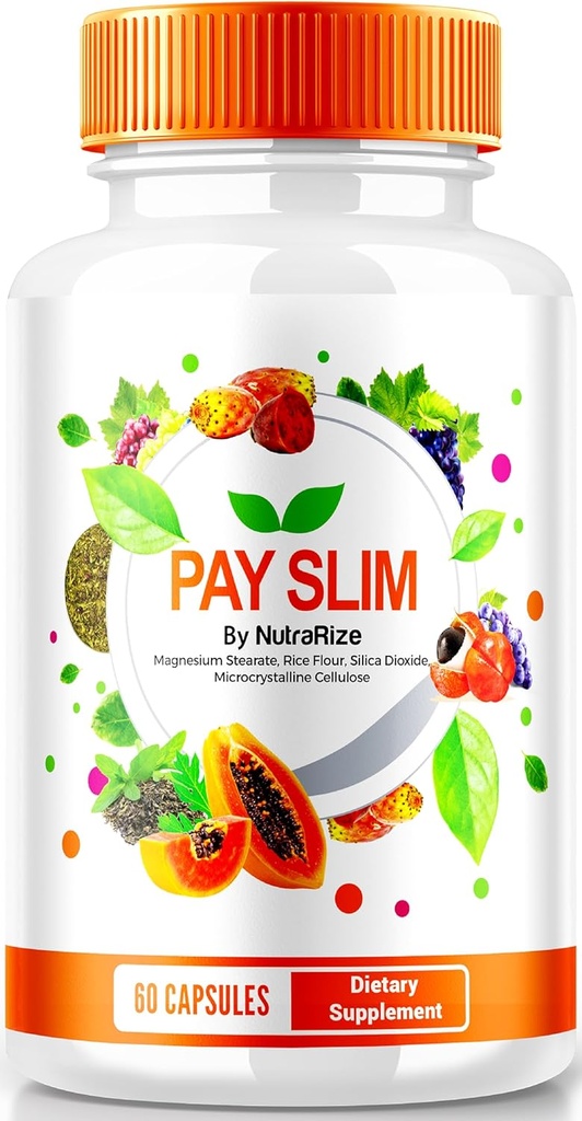 NutraRize Pay Slim Kapseln, PaySlim All-Natural Ergänzung für gesunde Gewichtsverlust, Premium-Formel, um Körper- und Fitnessziele zu erreichen, offizielle Bewertungen (60 Kapseln)