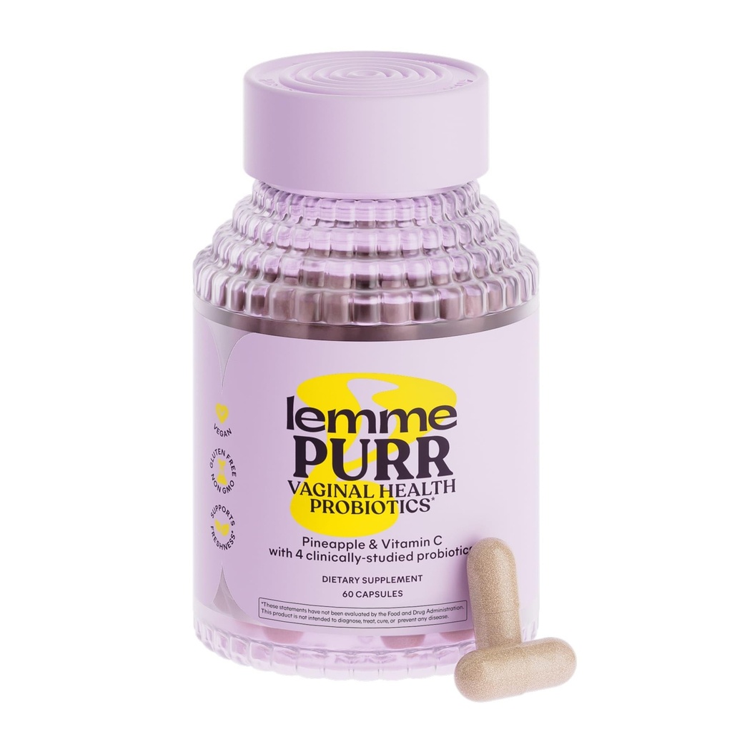 Lemme Purr Vaginal Probiotika für Frauen - fördert pH-Balance, gesunden Vaginalgeruch & Harnweg Gesundheit w / Lactobacillus Blend, klinisch getestete Stämme, Ananas & Vitamin C - 60 Veggie-Kapseln