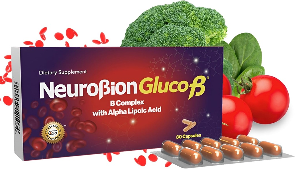 Neurobion Gluco B con Acido Alfa Lipoico Complément alimentaire B complexe avec acide alpha lipoïque, Complejo B 30 Capsule