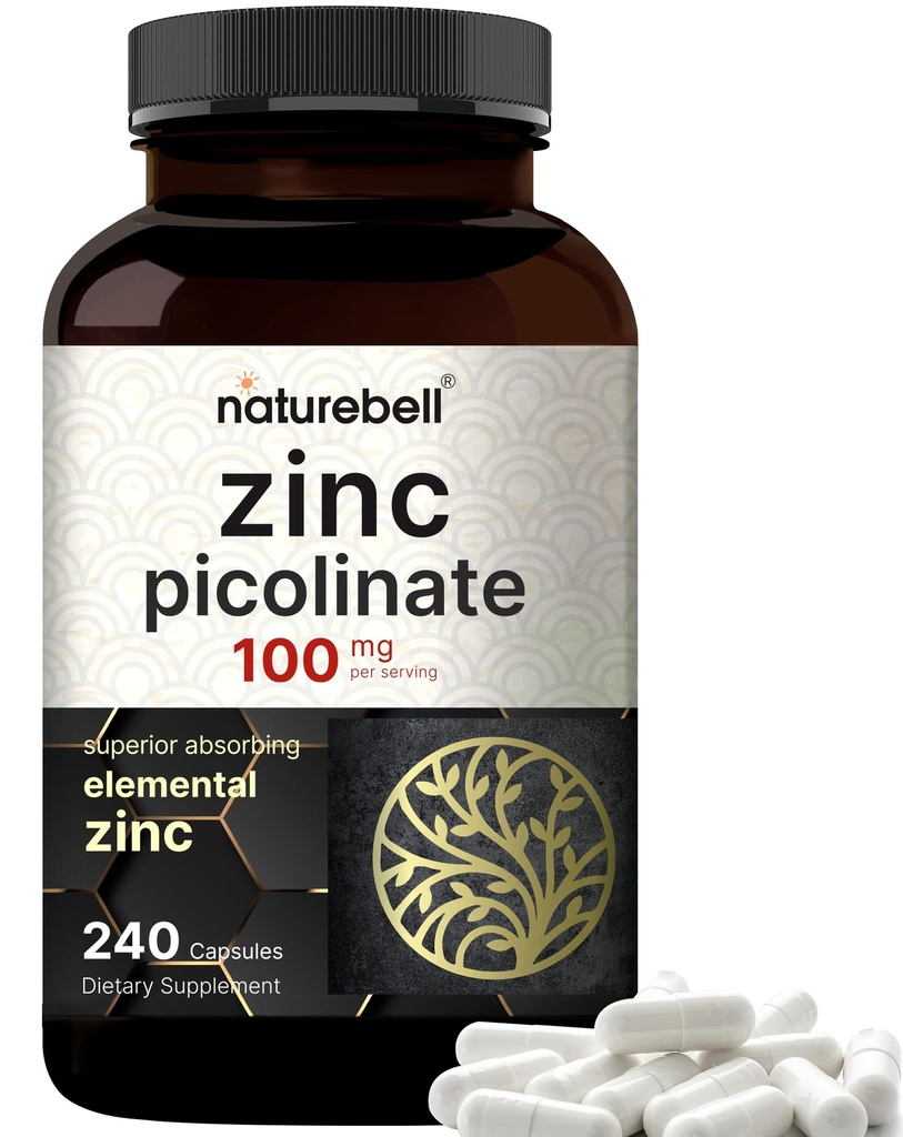 High Potency Zink Picolinat 100mg - 240 Kapseln, bioverfügbare Form von Zink für Immununterstützung und Hautgesundheit - Nicht-GVO und Gluten