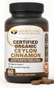 Me First Living Ceylon Cinnamon 1000mg, 100% Certified Organic Ceylon Cinnamon, Non-GMO, True Cinnamon, Metabolism Support, Antioxidant - 60 Tabletten