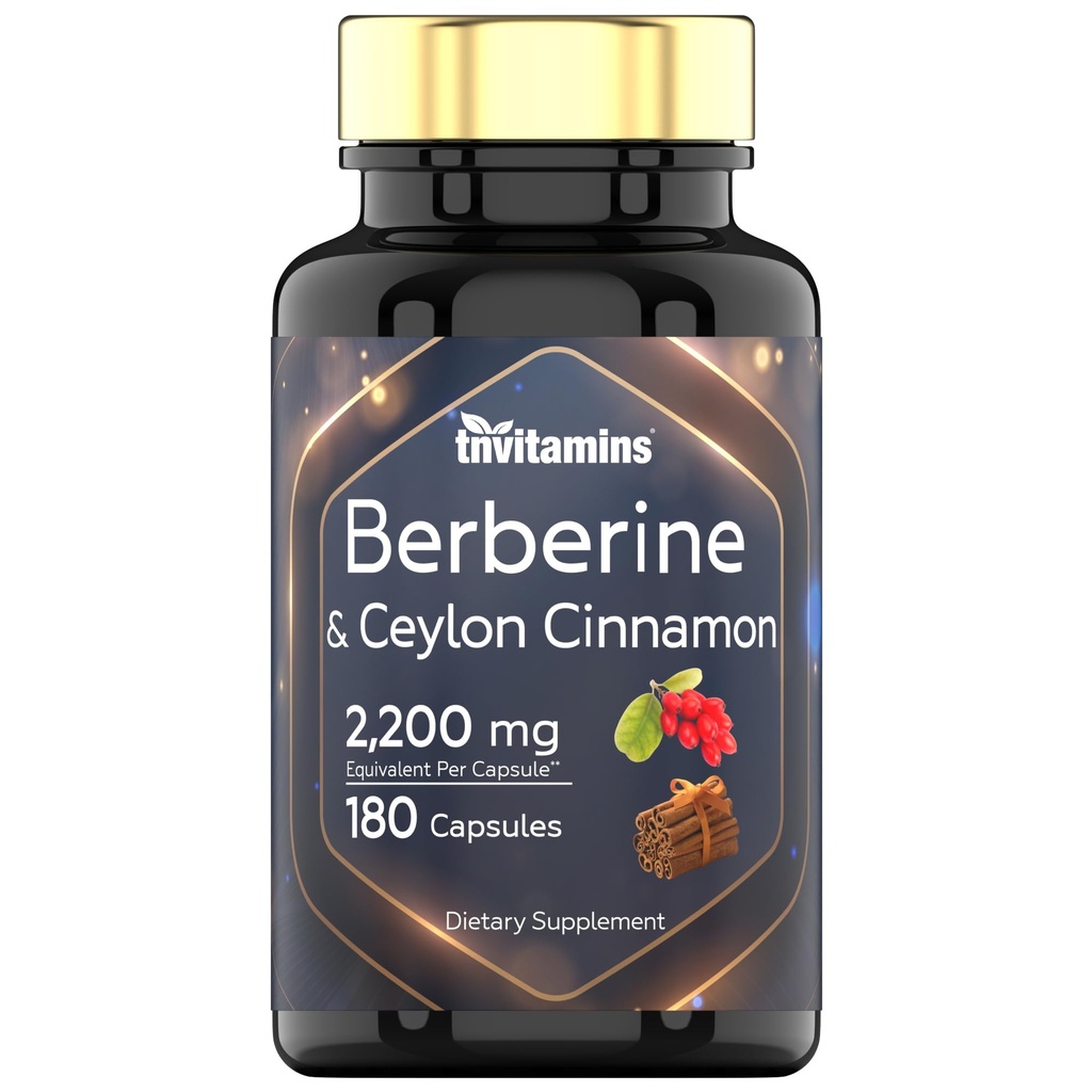 Berberine mit Ceylon Zimt: 2200 mg pro Kapsel - 180 Kapseln | Natürliche Berberine Ergänzung für Herz-Kreislauf- und Kreislaufsystem Gesundheit* | 6 Monate Versorgung | Made in the USA!