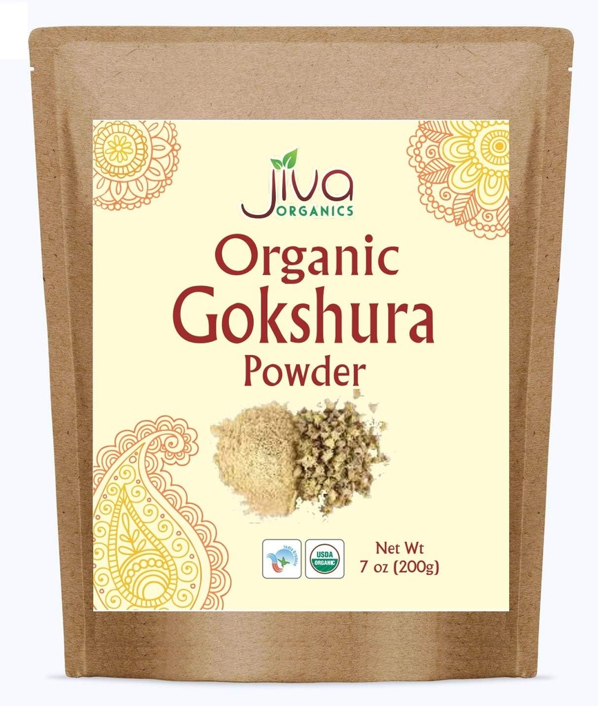 Jiva Organics Gokshura Powder 7 Unze Tasche - Non-GMO, Pure, Full Spectrum Tribulus - Indian Origin