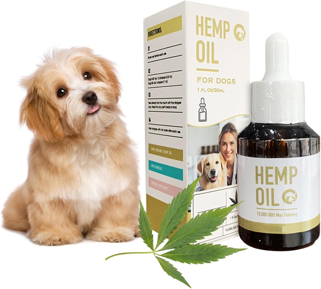Hеmp Öl für Hunde - Haustiere Hanf Berechnung Tropfen für Angst Schlaf Schmerz Entzündung Arthritis Allergien - Unterstützt Haut jucken, Gelenk &amp; Hüfte Gesundheit - Kräuterergänzungen- Nicht-GVO