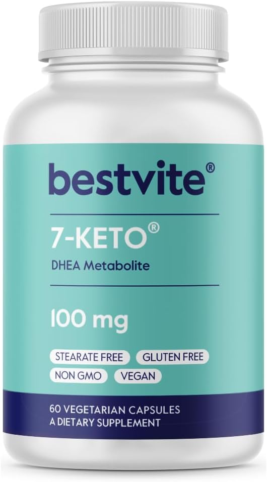 BESTVITE 7-Keto 100mg DHEA (60 gélules végétariennes) - Pas de stéarates