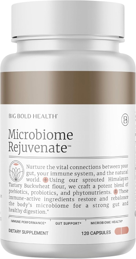 BIG BOLD HEALTH Microbiome Rejuvenate Prebiotic + Probiotic Supplement for Gut Health & Immune System Support - mit Immun-Active Himalayan Tartary Buckwheat - Glutenfrei (120 vegetarische Kapseln)