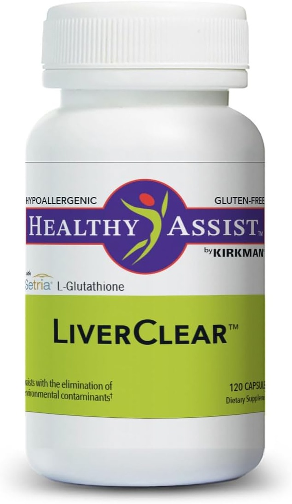 Kirkman LiverClear Supplement, 120 Kapseln, Körperreinigung mit Vitamin C, E, Selen, Taurine, Curcumin, Milchdistel, Glutathione, NAC & Calcium, um die natürlichen Reinigungswege des Körpers zu unterstützen