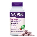 Natrol Fast Dissolve Vitamin D3 2.000 IU, Nahrungsergänzung für Knochen und Gelenkgesundheit, Knochenunterstützungsergänzung, 90 Tabletten, 90 Tage Versorgung