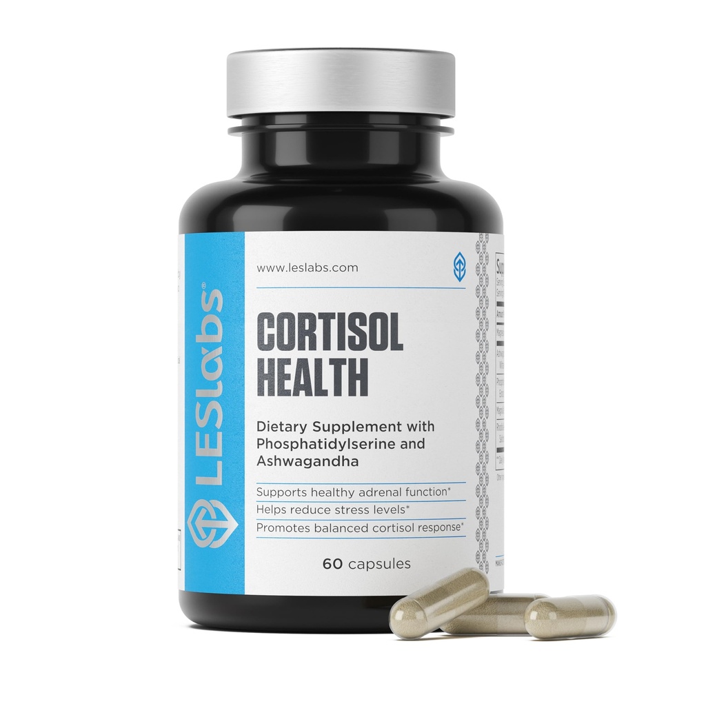 LES Labs Cortisol Health – Soulagement du stress, réponse équilibrée au cortisol, relaxation et sommeil profond – Phosphatidylsérine, Magnésium, Magnolia Bark, Rhodiola Rosea et Ashwagandha – Non-OGM – 60 capsules