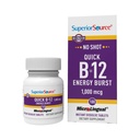 Superior Source NO Shot Quick Energy Burst B-12 1 000 mcg - Supplément de support du système nerveux Premium - Non-OGM et sans gluten - 100 comprimés à dissolution instantanée microLinguale