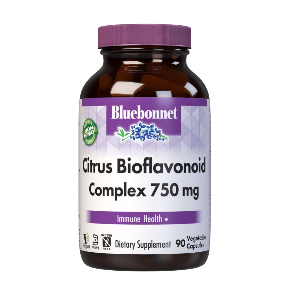 Bluebonnet Citrus Bioflavonoid Complex 750 mg Immunsystem Unterstützung - Hesperidin Citrus Bioflavonoids from Oranges Zitronen Grapefruit & Limes - Non-GMO, Vegan, Gluten-Free - 90 Veggie Kapseln