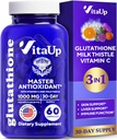 Reduzierte Glutathion-Ergänzung 1000mg - USA Hergestellte Glutathion-Kapseln mit Vitamin C & Milchdistel für Leberpflege, Hautunterstützung & Immun-Well-Being - 60 Zähler
