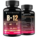 B12 avec l'acide hyaluronique, le collagène et le folate – 25000 mcg Complexe B12