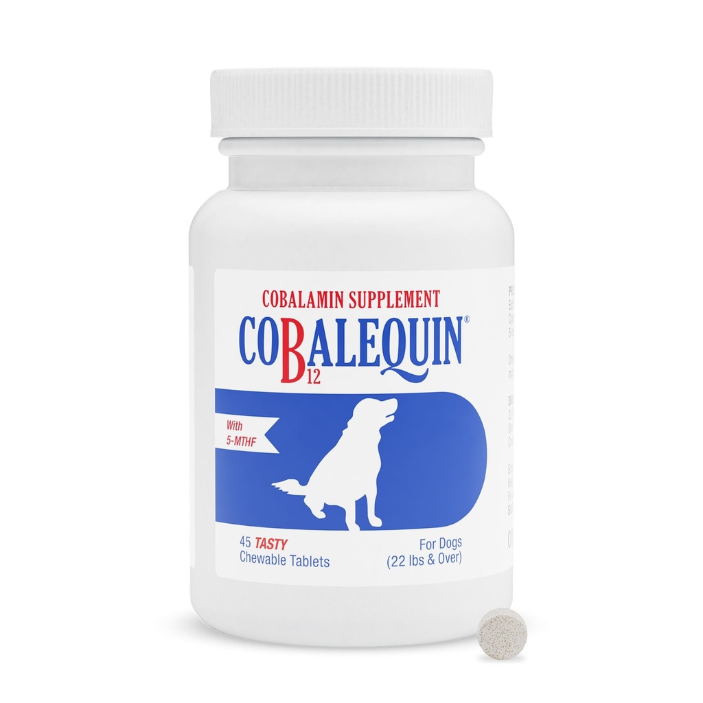 Nutramax Laboratories Cobalequin B12 Ergänzung für mittlere bis große Hunde, 45 Kautabletten, hydrolysiertes Huhn, 2.08 Unzen