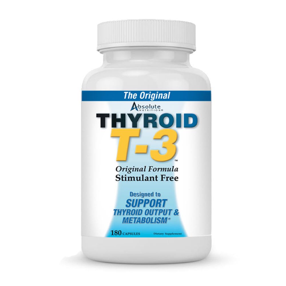 Alimentation Absolue Thyroïde T-3 Radical Metabolic Booster, Énergie et Focus Sans aromatisation Thyroïde Formule de soutien Capsules, Booster de métabolisme naturel, Soutien Fonction Thyroïde saine, 180 Capsules