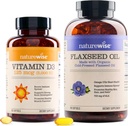 NatureWise Vitamin D3 5000iu (125 mcg) 1 Jahr Versorgung für gesunde Muskelfunktion und Immununterstützung Bio-Fluckenöl Max 720mg ALA | Höchste Potenz Flax Öl Omega 3