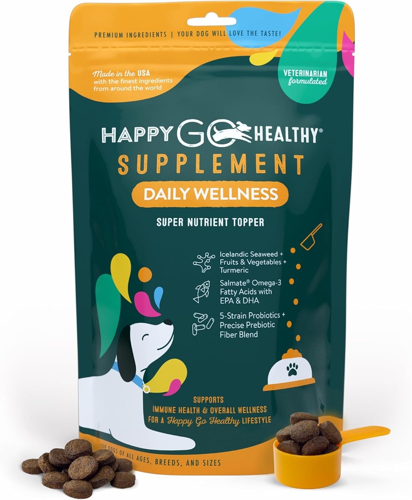 Tägliche Wellness-Ergänzungen für Hunde | Probiotic & Prebiotic Benefits mit Fischöl & Seaweed, um Ihren Hund zu halten, den ganzen Tag lang | Alle Rassen und Größen | 60 Graf