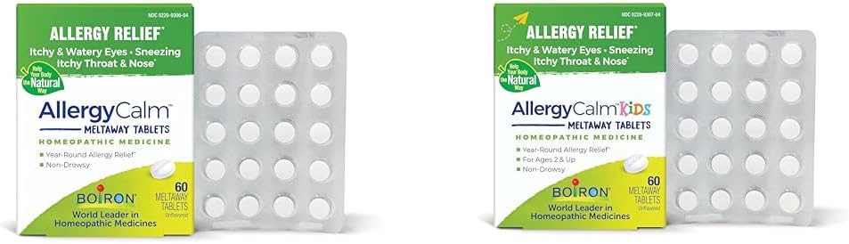 Boiron AllergyCalm Tablets für Allergy Relief Bundle mit Adult 60 Count und Kids 60 Count