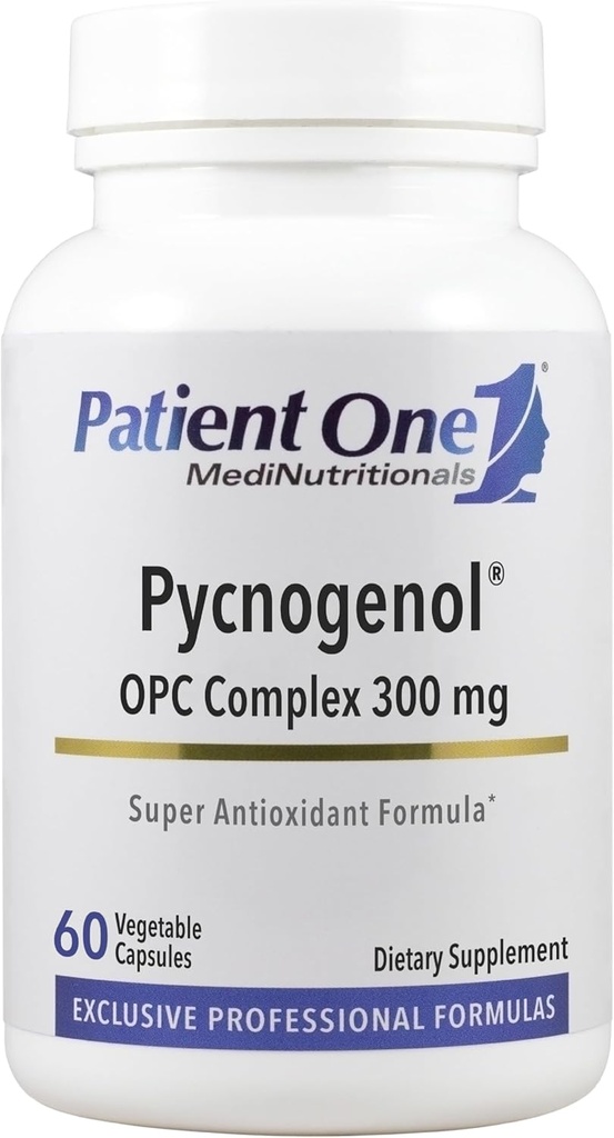 Patient One Pycnogenol OPC Complex 300mg | Beilage zur Unterstützung der vaskulären Gesundheit und der gesunden Alterung* | Französisch Maritime Pine Bark und mehr | 60 Kapseln