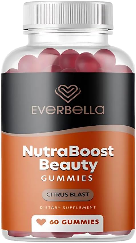 Gommies de beauté Nutraboost, Booster de collagène végétalien, Biotine, cheveux et ongles de peau, vitamine A, E, C, agrumes, 30 jours d'approvisionnement, sans sucre