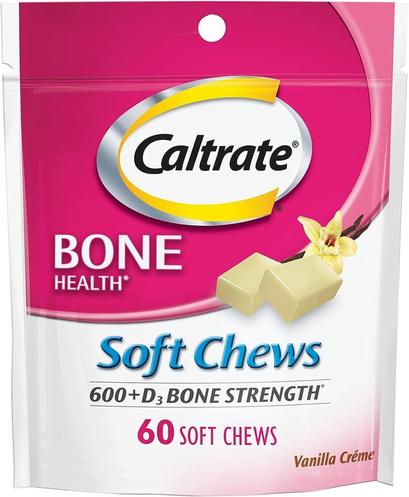 Caltrate Calcium & Vitamin D Soft Chews Vanille Creme 60 Jede (Pack mit 2)