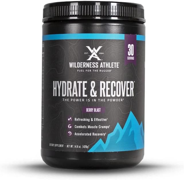 Wilderness Athlete - Hydrate & Recover | Flüssige Hydration Pulver Elektrolyt Getränke Mix - Recover Faster mit Bcaas - Hydrate Pulver mit 1000mg Vitamin C - 30 Servierwanne (Berry Blast)