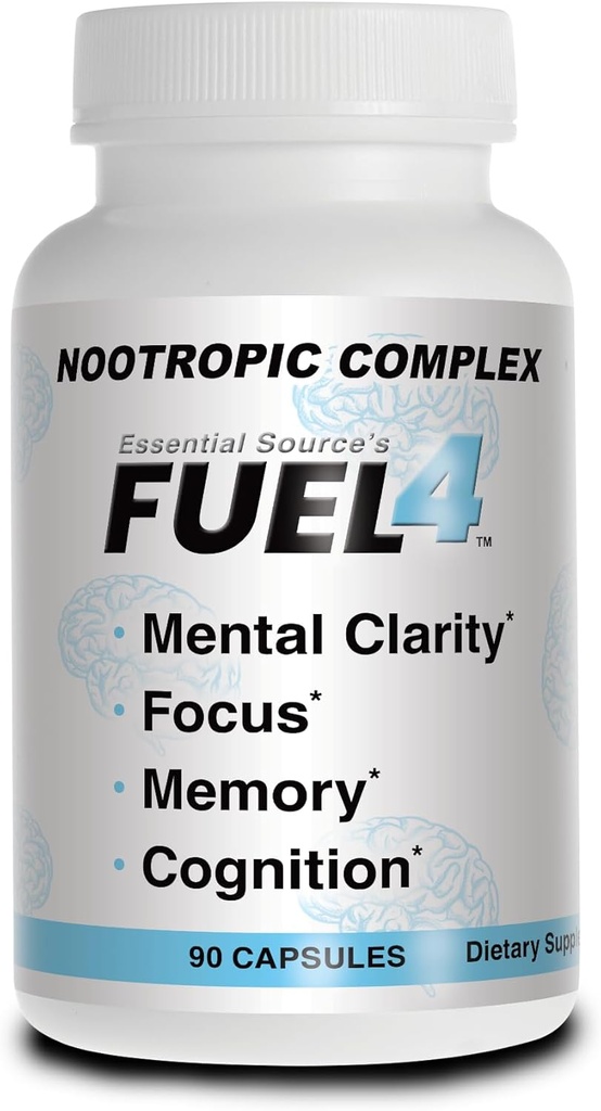 Fuel4 Nootropic Brain Support Supplement – Focus & Mental Clarity Kapseln mit Vitamin D3, Ginkgo Biloba, Cognivia, Alpha GPC, DMAE & Huperzine A – Non-GMO, Made in USA – 90 Veggie Kapseln