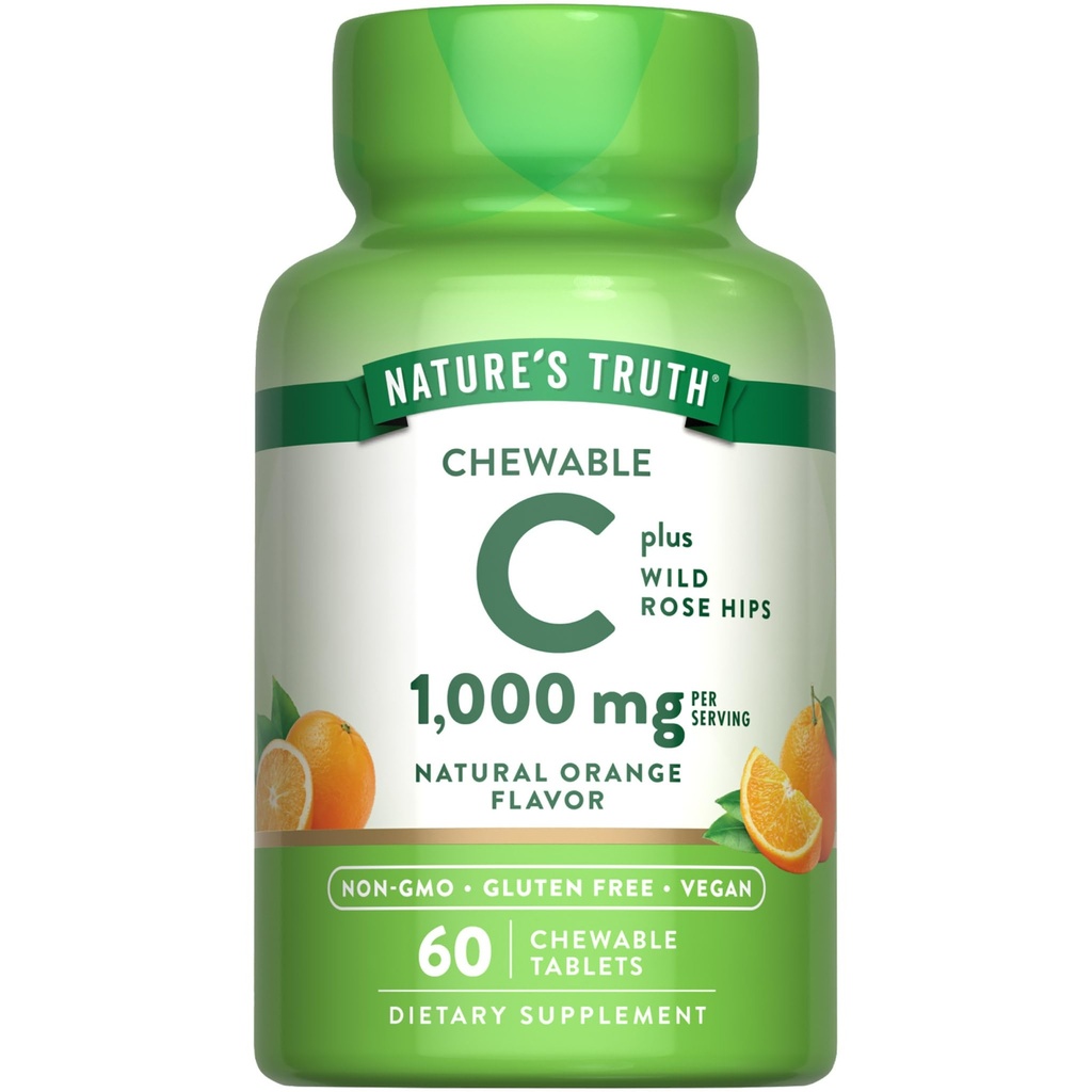 La vérité de la nature Vitamine à croquer C avec les hanches de roses 1000 mg 60 comprimés