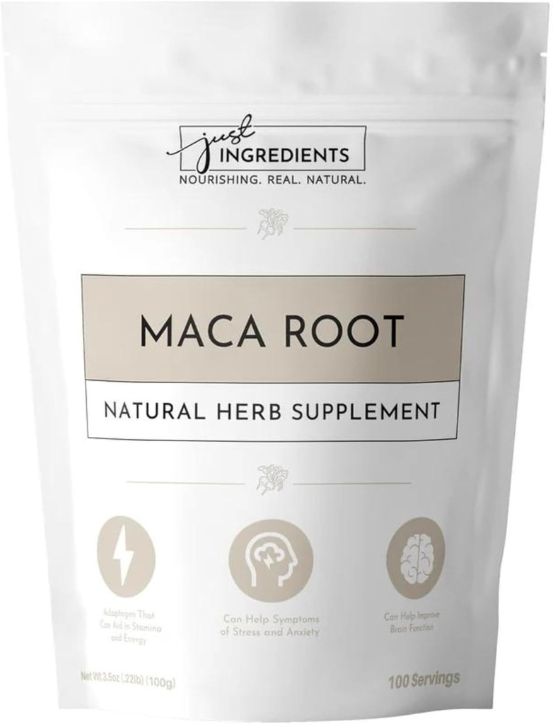 JUST INGREDIENTS Organic Maca Root Powder | 100 Servierungen | 100% Organic & Vegan Superfood | Unterstützt natürliches Wellness und Hormonal Balance | Keine künstlichen Zusatzstoffe