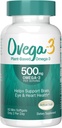OVEGA-3 Pflanzenbasierte Omega-3 von Algal Oil Daily Supplement, 500mg, unterstützt Gehirn, Augen- und Herzgesundheit, Zwei Mini-Softgel pro Tag, 60 Zähler
