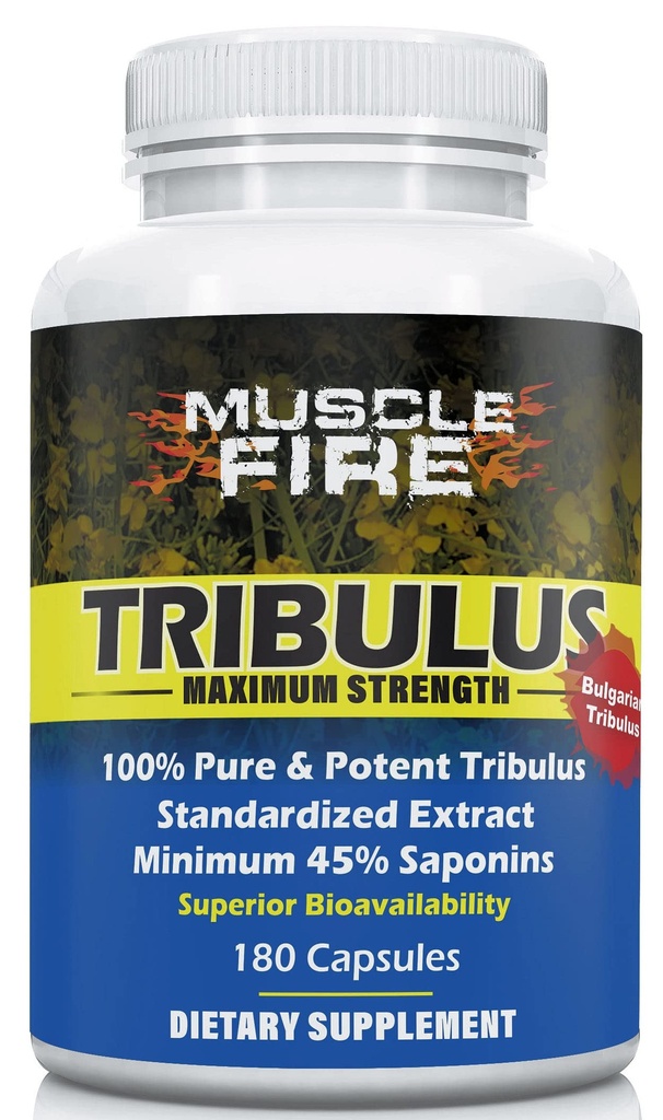 Herbal Nutrition Tribulus Terrestris, Bulgarisch, 1500mg 45% Saponins, Lecithin für bessere Aktualisierung, 180 Kapseln, eine Flasche...