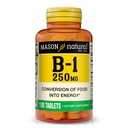 MASON NATURAL Vitamine B,1 Thiamine 250 mg, 100 jours d'approvisionnement supplément alimentaire, facile, à,Swallow comprimés, soutien production d'énergie et métabolisme sain