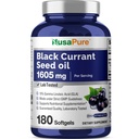 NusaPure huile de graines de groseille noire 1605 mg acide linoléique gamma (ALG) 15% 180 softgels (non-OGM, sans soja)