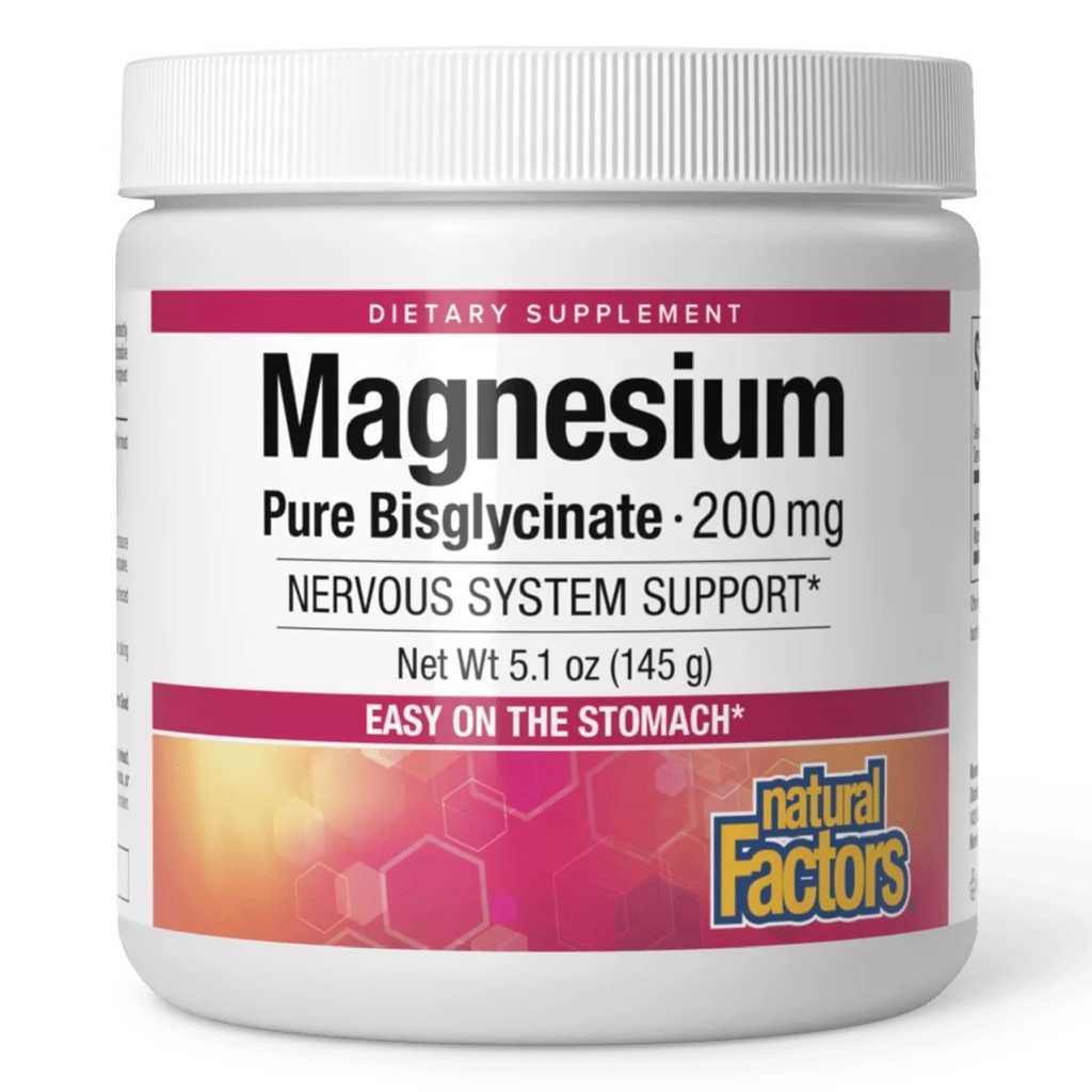 Natürliche Faktoren Magnesium-bisglycinat-Pulver - Ganzkörper-Gesundheitsunterstützungsergänzung - Natürliche Magnesium-Ergänzung unterstützt Knochenfestigkeit & Gesundheit - 5.1 oz (50 Servierungen)