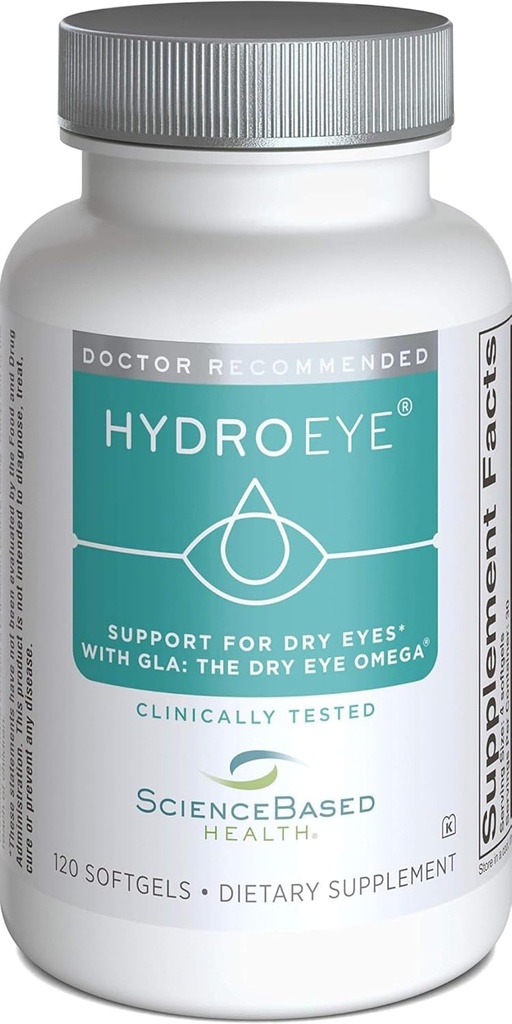 Hydro-Eye Softgels - Dry Eye Relief - Eigenschaften GLA, EPA, DHA und andere Schlüsselnährstoffe - 120 Zähler