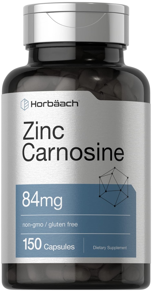 Horbäach Zinc Supplément de carnosine : 84mg par gélule : 150 Count.