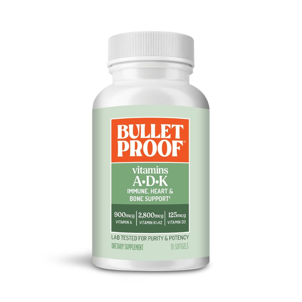 Vitamines à l'épreuve des balles A-D-K Softgels, 30 Compte, Supplément pour le coeur, la santé osseuse et le soutien immunitaire