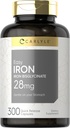 Carlyle einfache Eisen Ergänzung für Frauen und Männer | 28mg | 300 Kapseln | als Ferrous Bisglycinat | Non-GMO und Gluten kostenlos