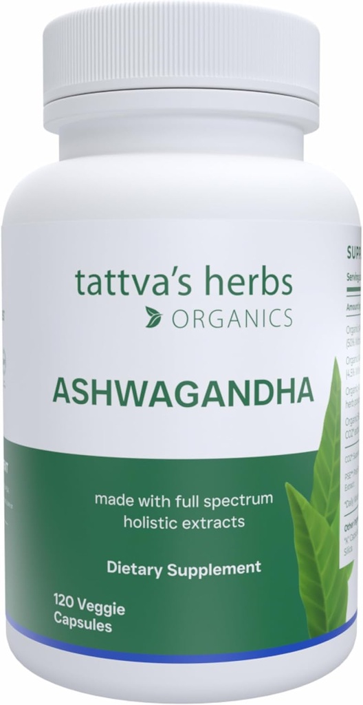 Tattva Kräuter Bio Ashwagandha Kapseln Ergänzung, 2 Monate Versorgung, 120 Veggie Kapseln