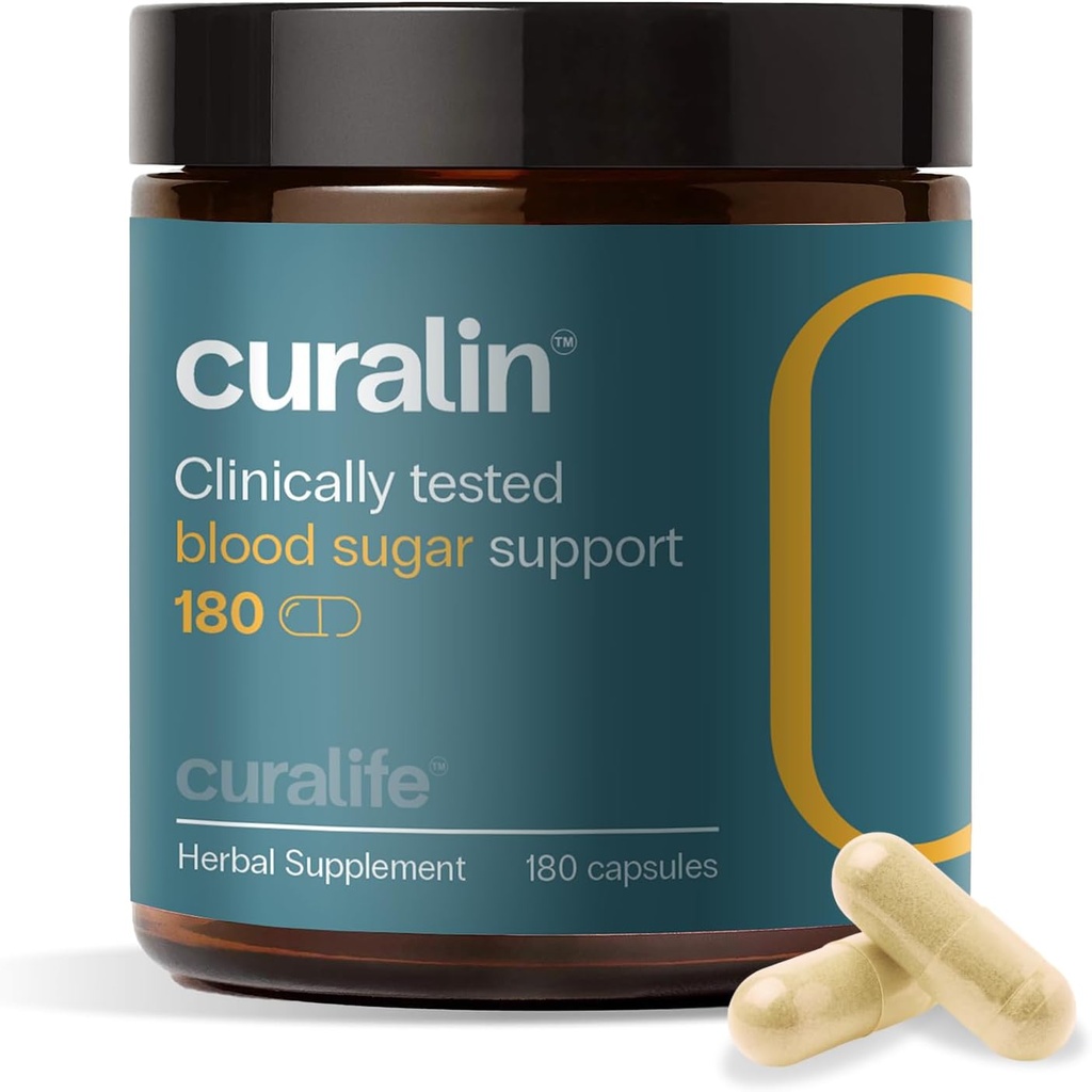 Curalin Blutzucker Complex Supplement | 9 Natürliche Kräuter, Zimt, Kurkuma, Gymnema Sylvestre, Bitter Melon | Unterstützung Balanced Zucker, Stoffwechsel & Energie, Curb Cravings | 180 Kapseln