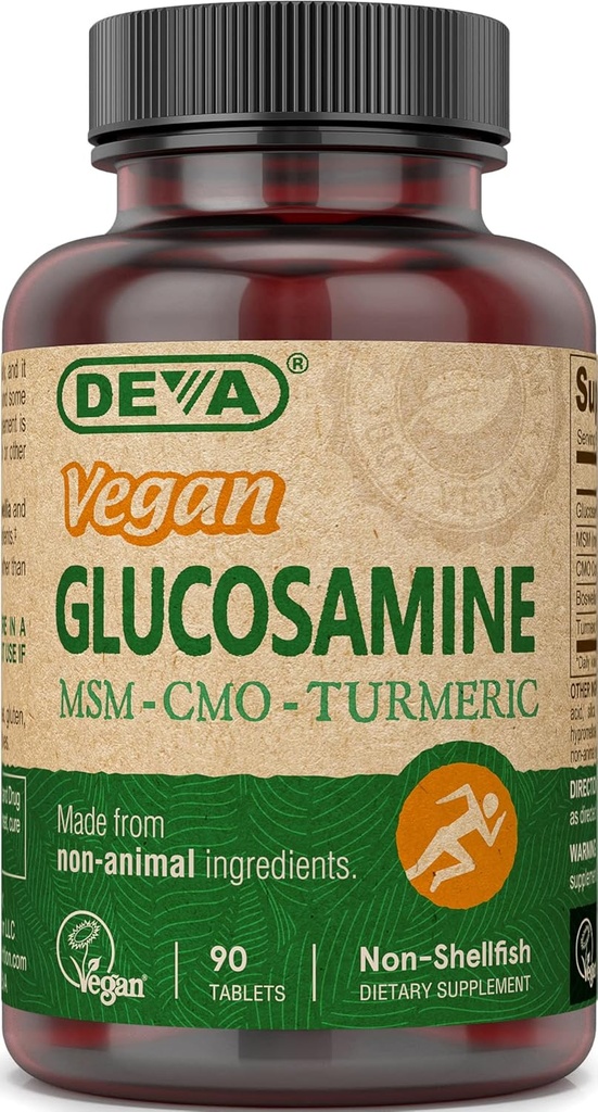 DEVA Vegan Glucosamin MSM & CMO, CMO, Turmeric Extract, Boswellia Extrakt mit nicht tierischen Inhaltsstoffen, 90 Tabletten