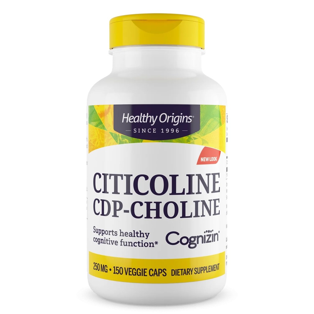 Healthy Origins Cognizin (Citicoline), 250 mg - Gehirn-Ergänzung für Speicher mit Citicoline CDP Choline - Non-GMO, Vegan & Glutenfreie Ergänzung - 150 Veggie Kapseln