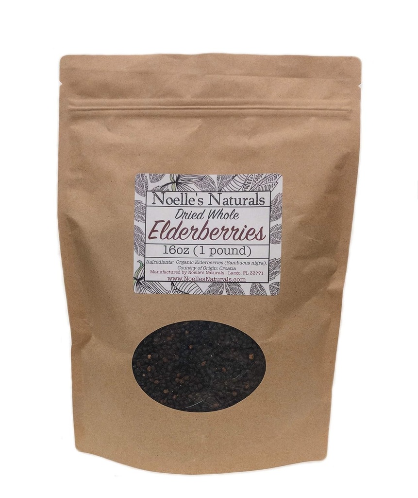 Getrocknete Ganze Elderbeeren - 1 Pound Bulk - Großhandel Elder Berry - Für die Herstellung von Elderberry Syrup, Tee, Gummie, Immununterstützung - Non-Gmo - Natürlich und organisch