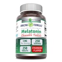 Erstaunliche Formeln Melatonin Kaubare Ergänzung | 5 Mg Per Serving | 250 Tabletten | Non-GMO | Gluten-Free | Made in USA (Strawberry)