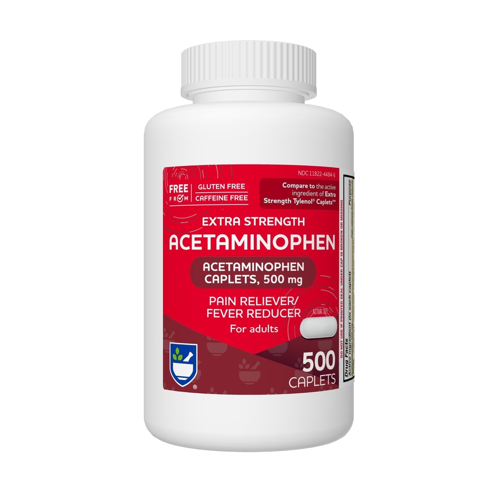 Rite Aid Extra Strength Acetaminophen, 500mg - 500 Caplets | Pain Reliever & Fever Reducer für Migraines, Gelenkschmerzen, Muskeln oder Rückenschmerzen und Menstruationsschmerzen