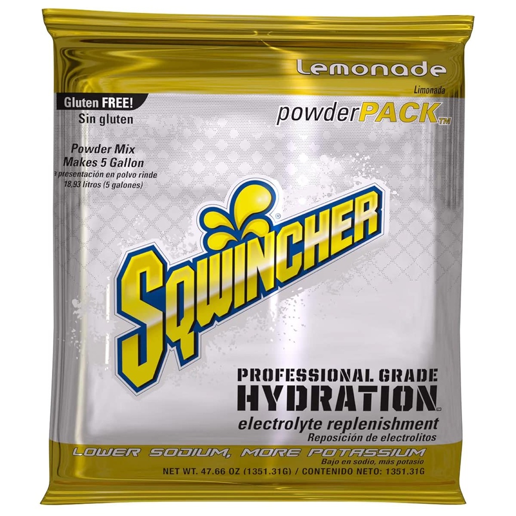 Sqwincher Powder Pack | Lemonade Flavored | Low Calorie | Low Sodium | Electrolyte Replenishment Hydration Drink Mix | Just Add to 5 Gallons of Water | 47.66 Unze Paket (Pack mit 16)