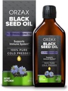 ORZAX Black Seed Oil Liquid (8 fl oz) - Kalt Pressed 100% Pure | Vegan, Glutenfrei, Non-GMO | 5000mg Black Cumin (Nigella Sativa) Öl mit 50mg Thymoquinone | Reich an Omega 3-6-9 | Glasflasche