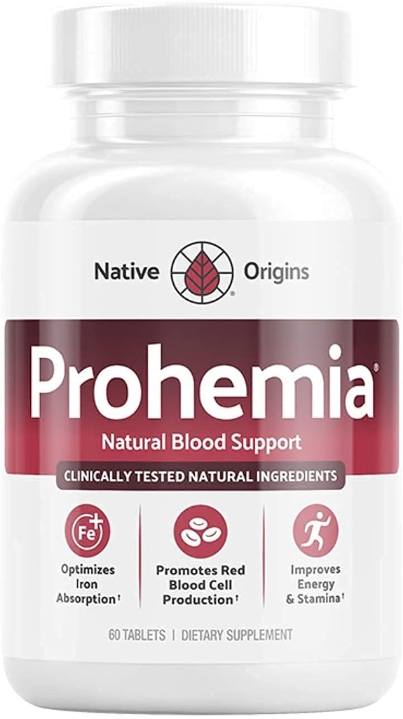 Natural Blood Builder Eisen Ergänzung und Unterstützung für gesunde RBC & Sauerstoff Levels und rote Blutzellen Produktion für Frauen und Männer - 60 Pillen