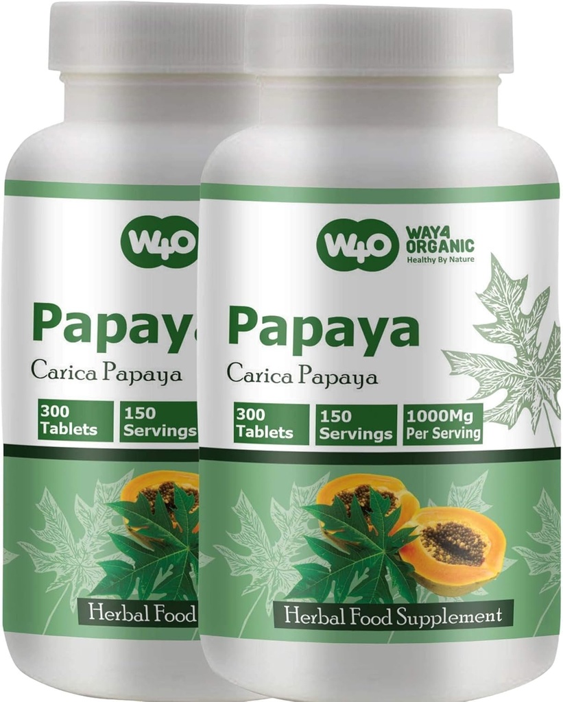 Papaya Blatt Extrakt Kapseln (Tablets) - 300 Tabletten, 150 Servierungen, 1000 mg, Unterstützt Platelet Immunität und Verdauung* (Pack von 2)
