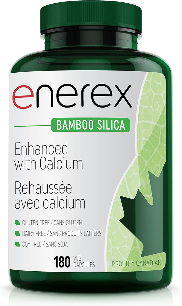 Bamboo Silica mit Calcium Citrat - 180 Veggie Caps für Knochen & Dental Gesundheit, verbessertes Haar, Haut und Nägel Wachstum - Pflanzenbasierte Ergänzung, Bamboo Extract & Organic Silica für Wohlbefinden